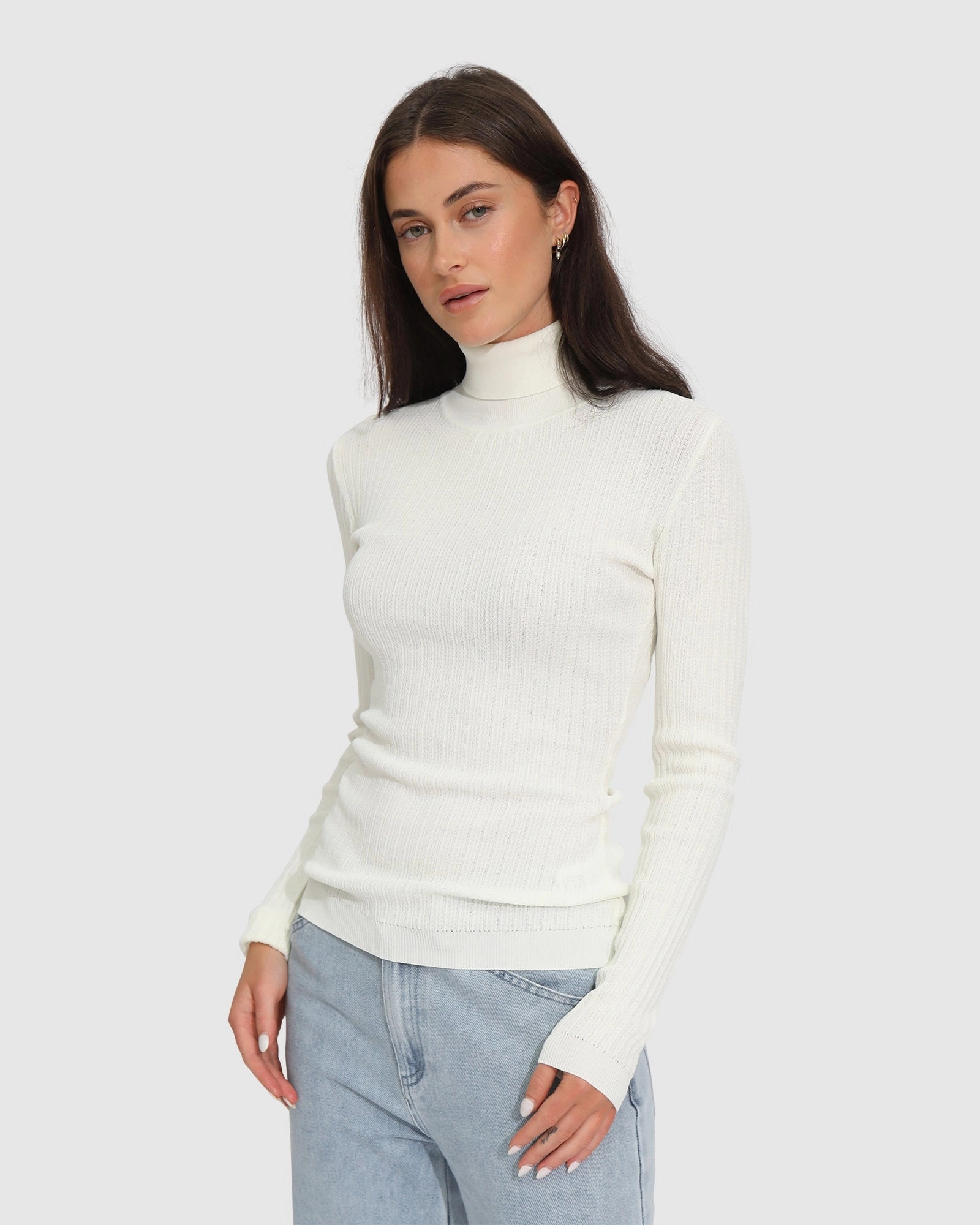 Brooklyn Knitted Turtleneck Knitwear Choice Textured Weave