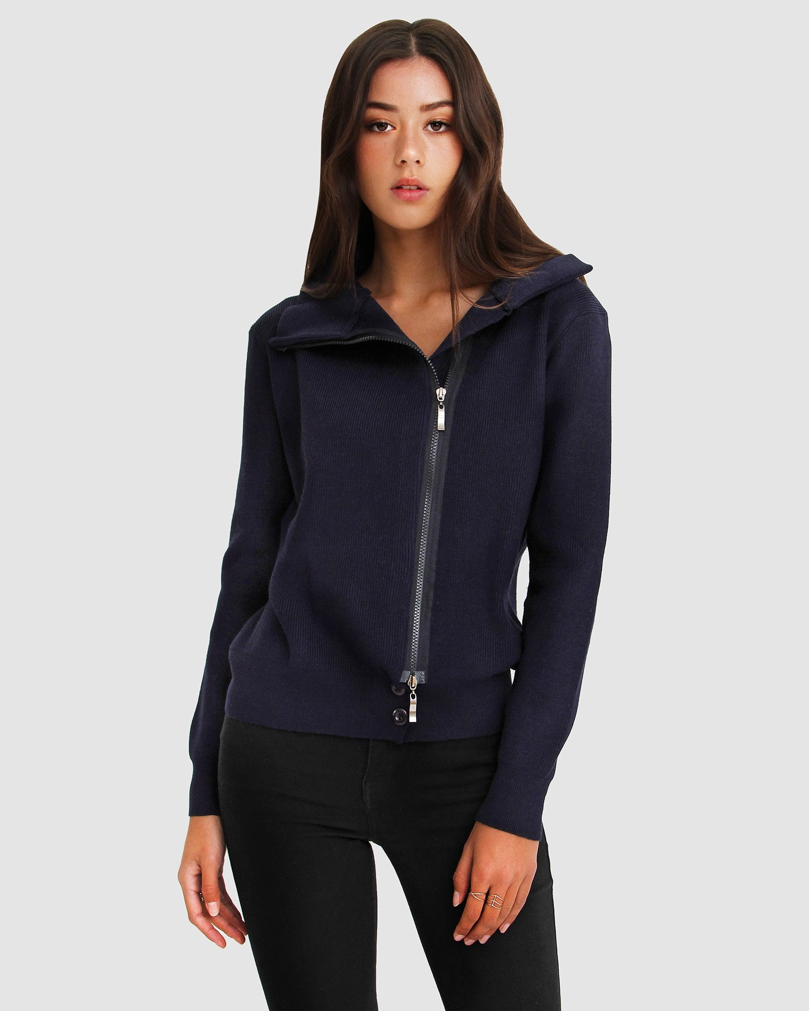 Cozy All-Day Drop Shoulder Brother's Zip Front Jumper