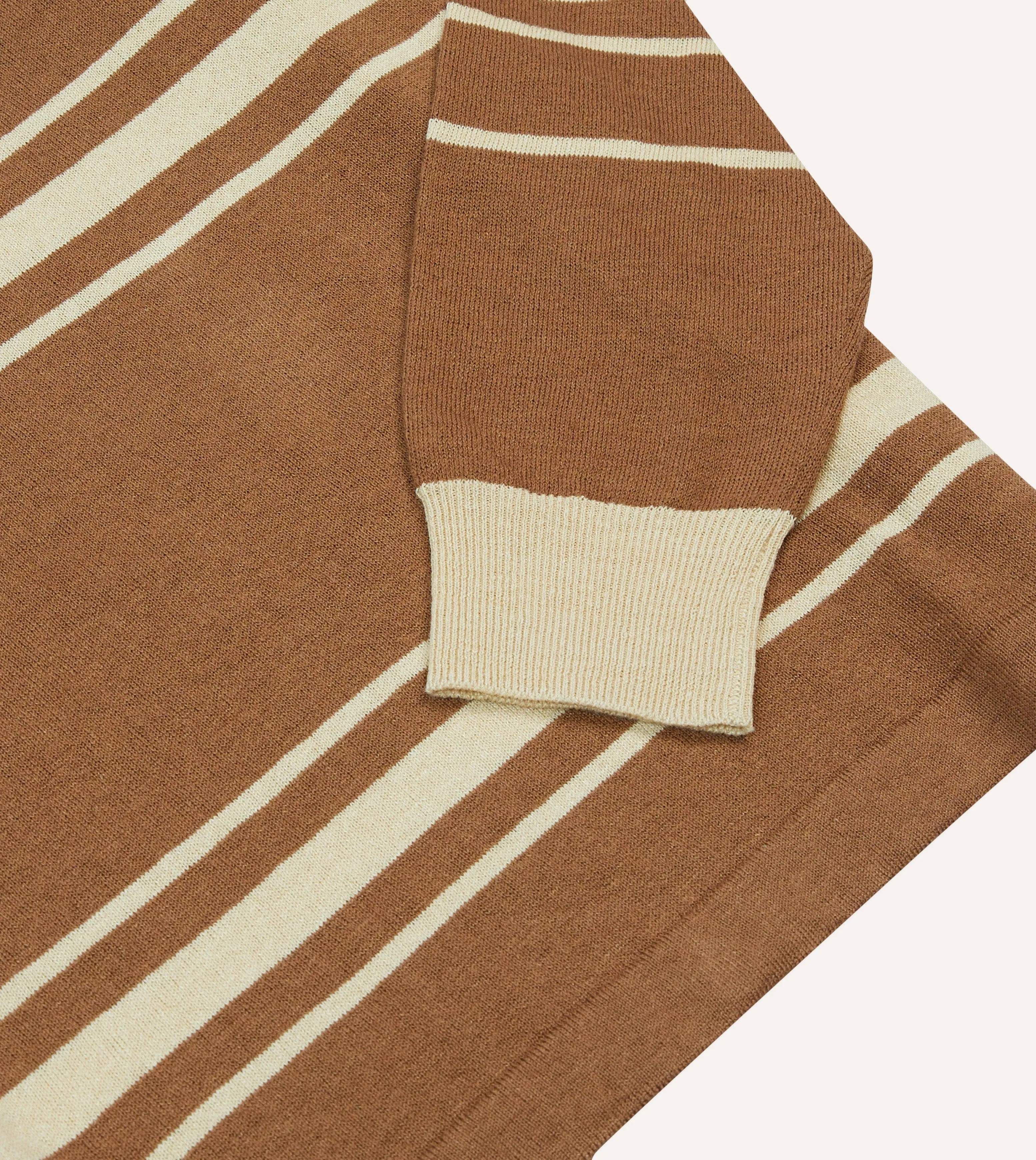 Functional Design Brown and Ecru Linen Cotton Knitted Rugby Shirt