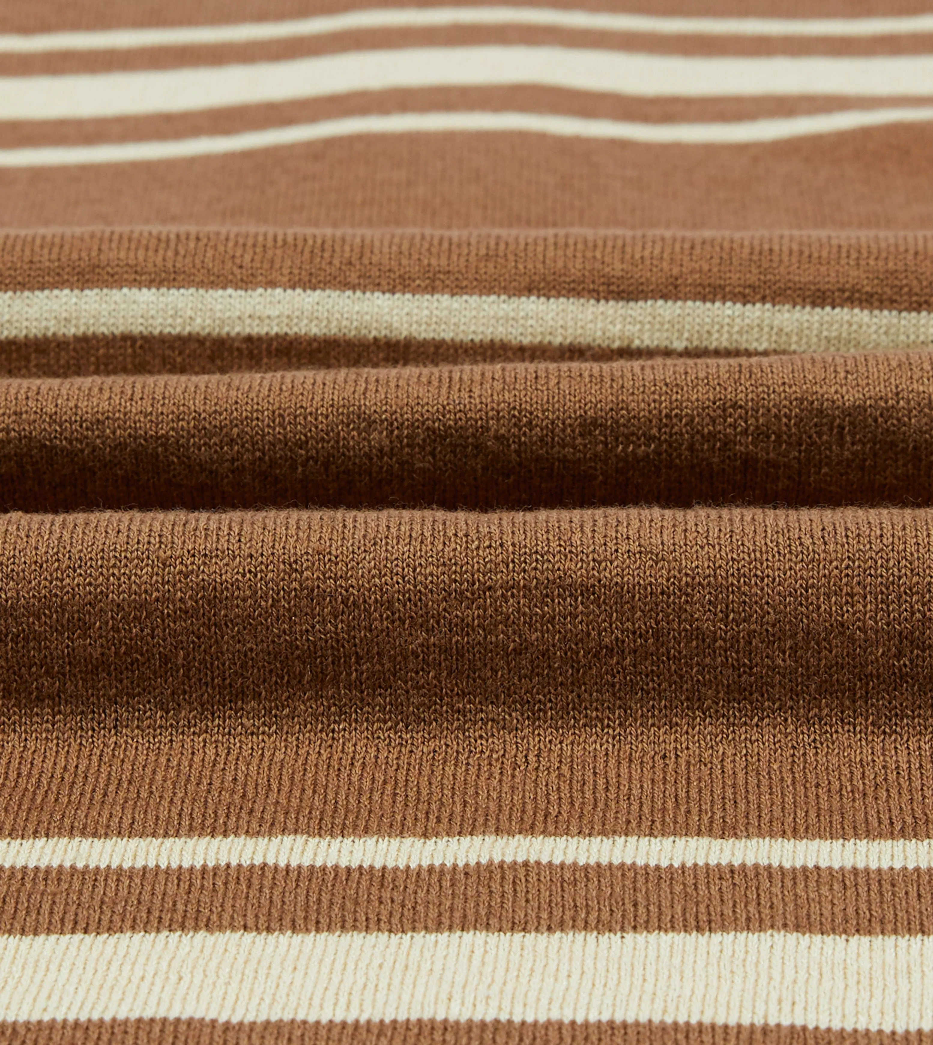 Errand Ready family gathering Brown and Ecru Linen Cotton Knitted Rugby Shirt