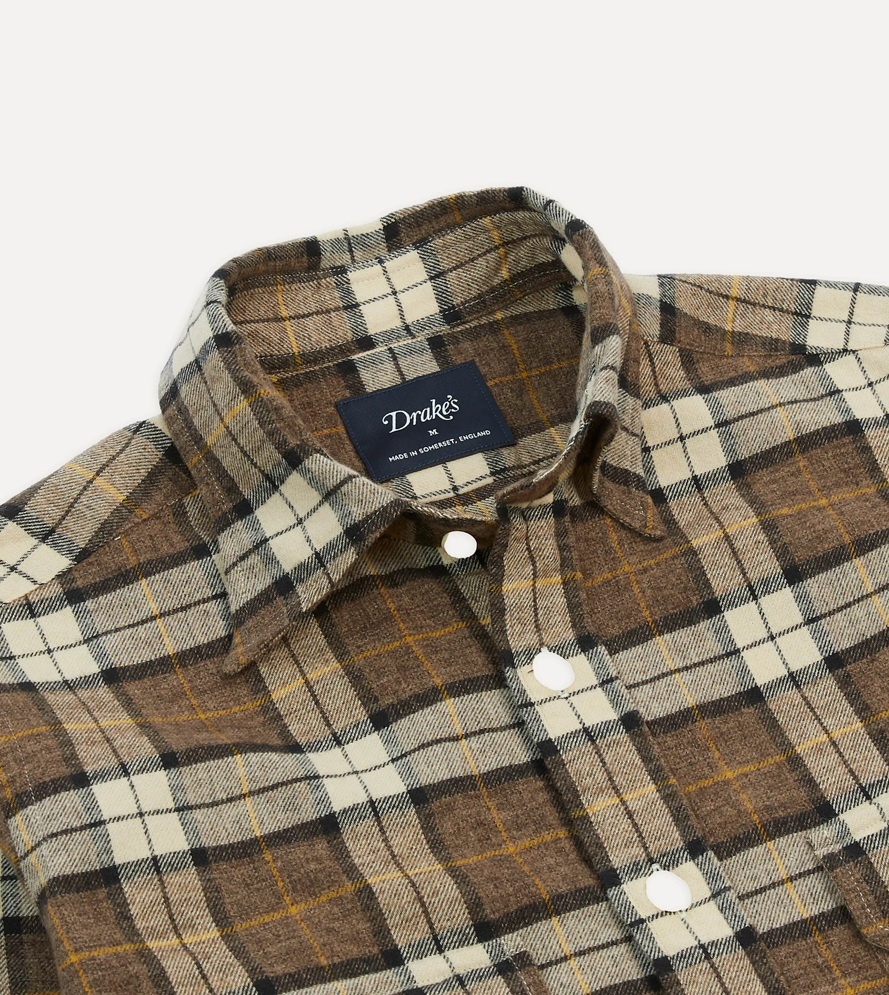 Brown Check Brushed Cotton Two-Pocket Work Shirt Outerwear Companion