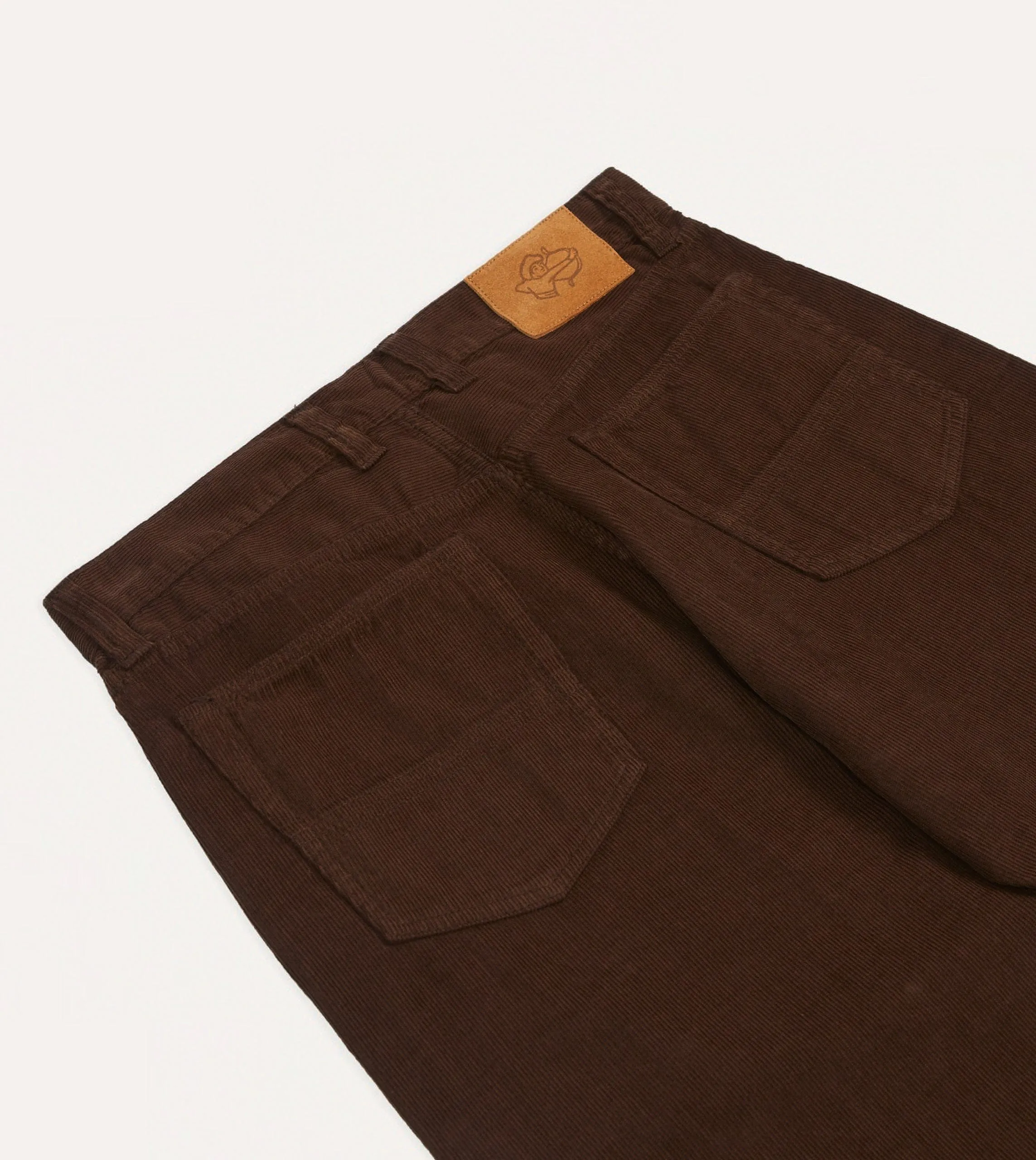 Fade Resistant Dye Side Pockets Brown Japanese Selvedge Needlecord Five-Pocket Trousers