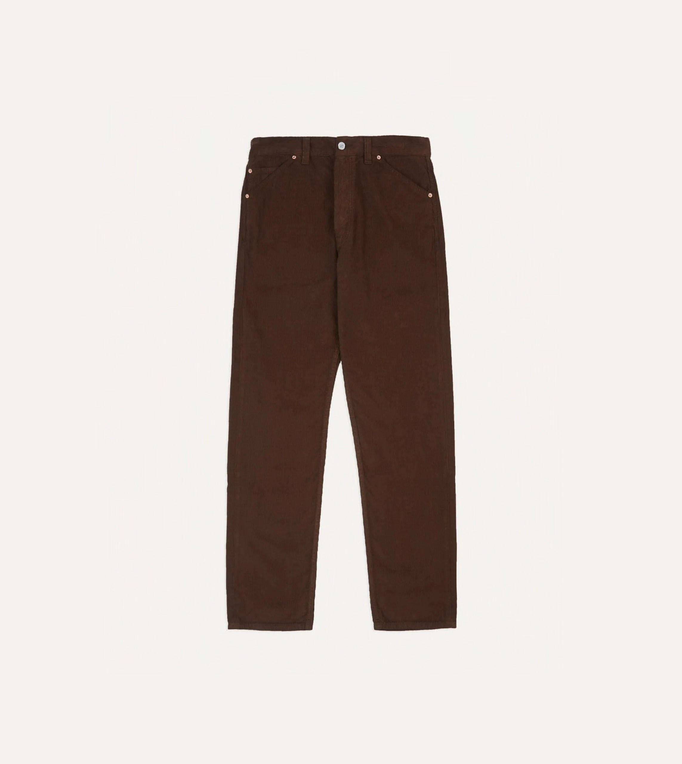 Brown Japanese Selvedge Needlecord Five-Pocket Trousers Versatile Comfort Wear