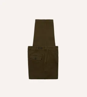 Mesh Panel Elasticized Cuffs Brown Textured Cotton Flat Front Chino