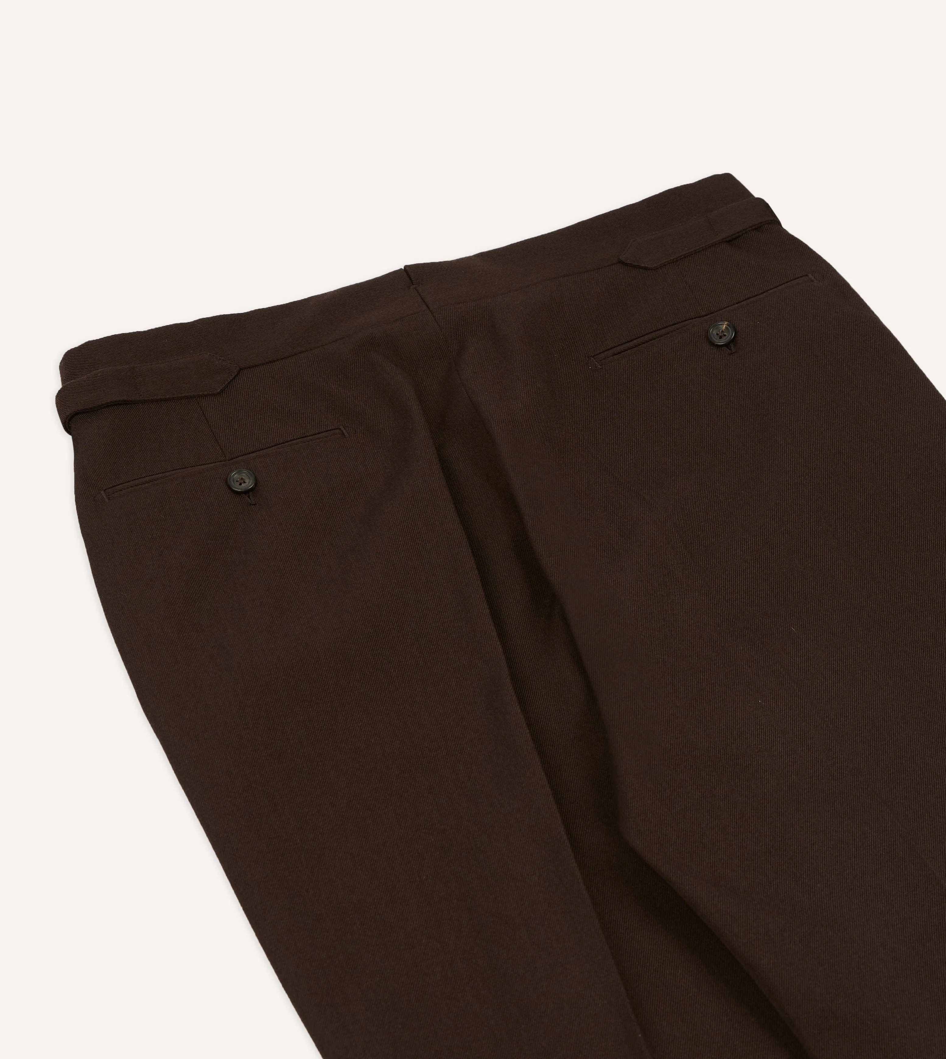 Brown Wool-Cotton Single Pleat Trouser Reflective details Durable Activewear