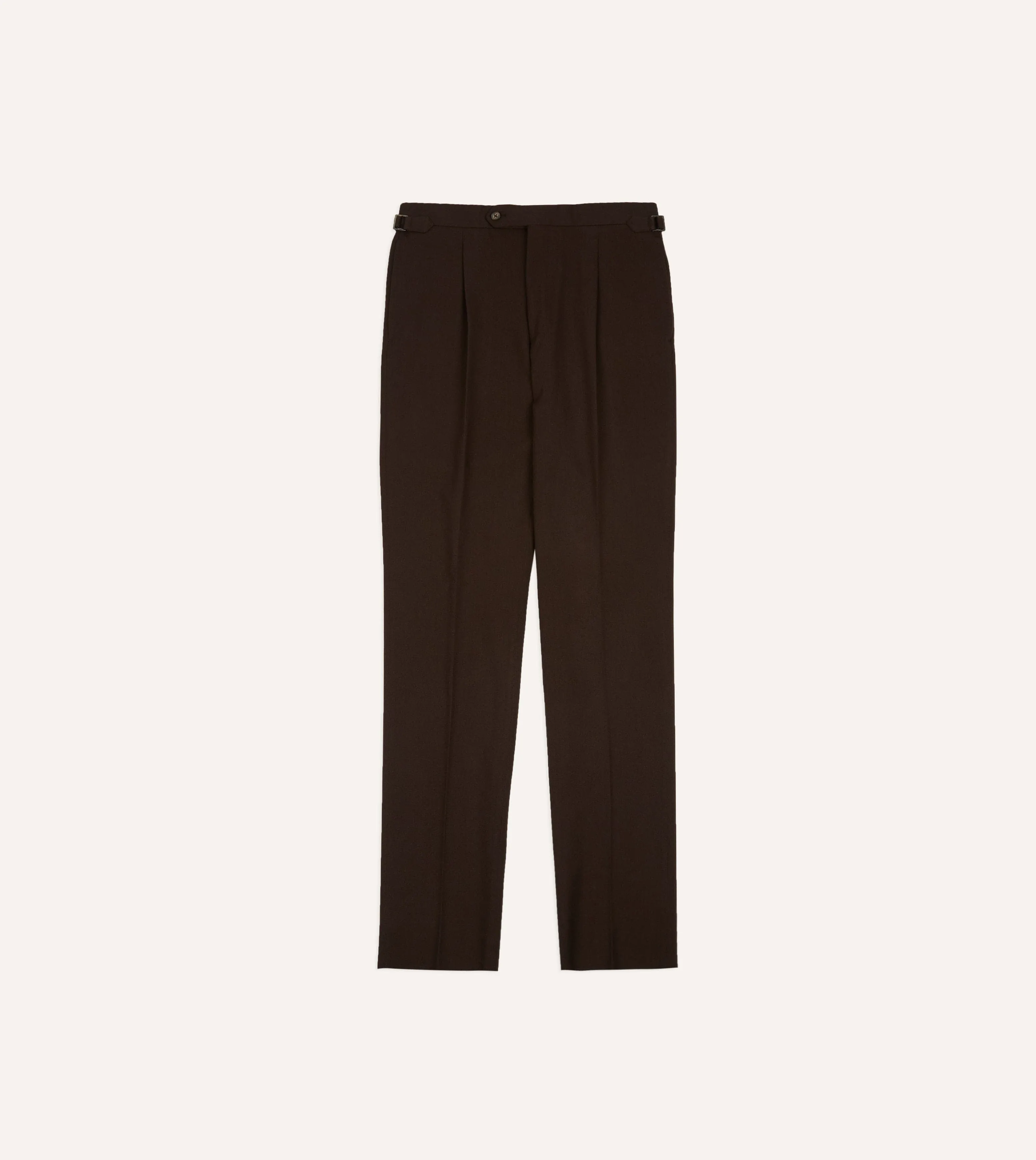 Brown Wool-Cotton Single Pleat Trouser Airy Feel Comfortable Wear