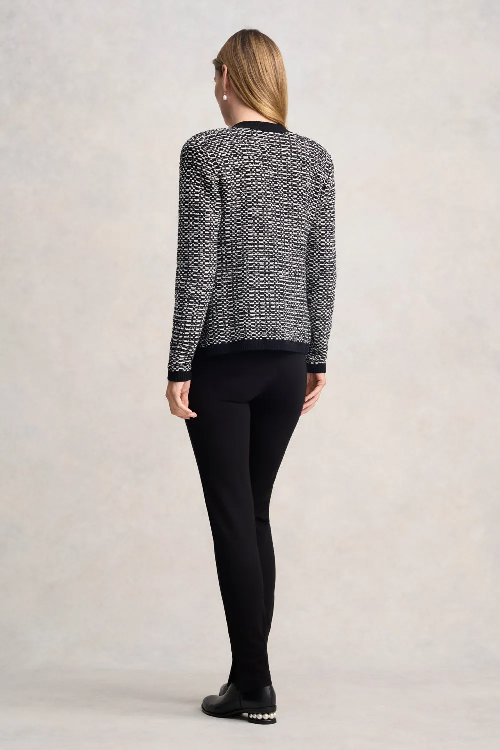 Reflective Safety Accents Tape Yarn Cardigan - Black Multi