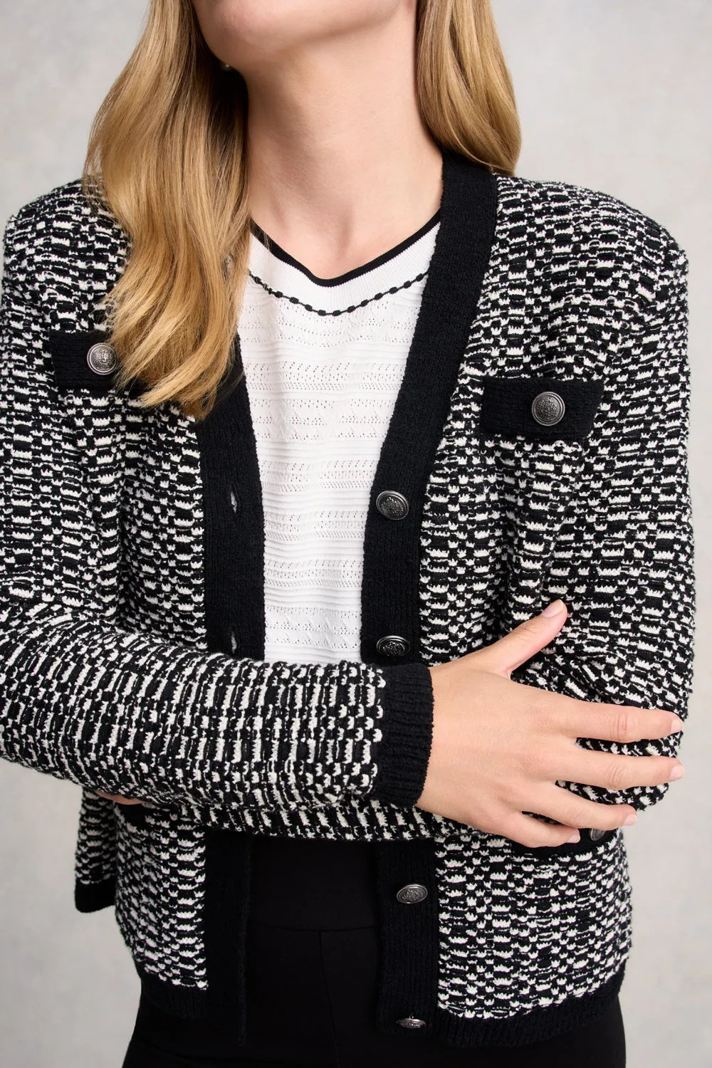 Tape Yarn Cardigan - Black Multi Weather Ready