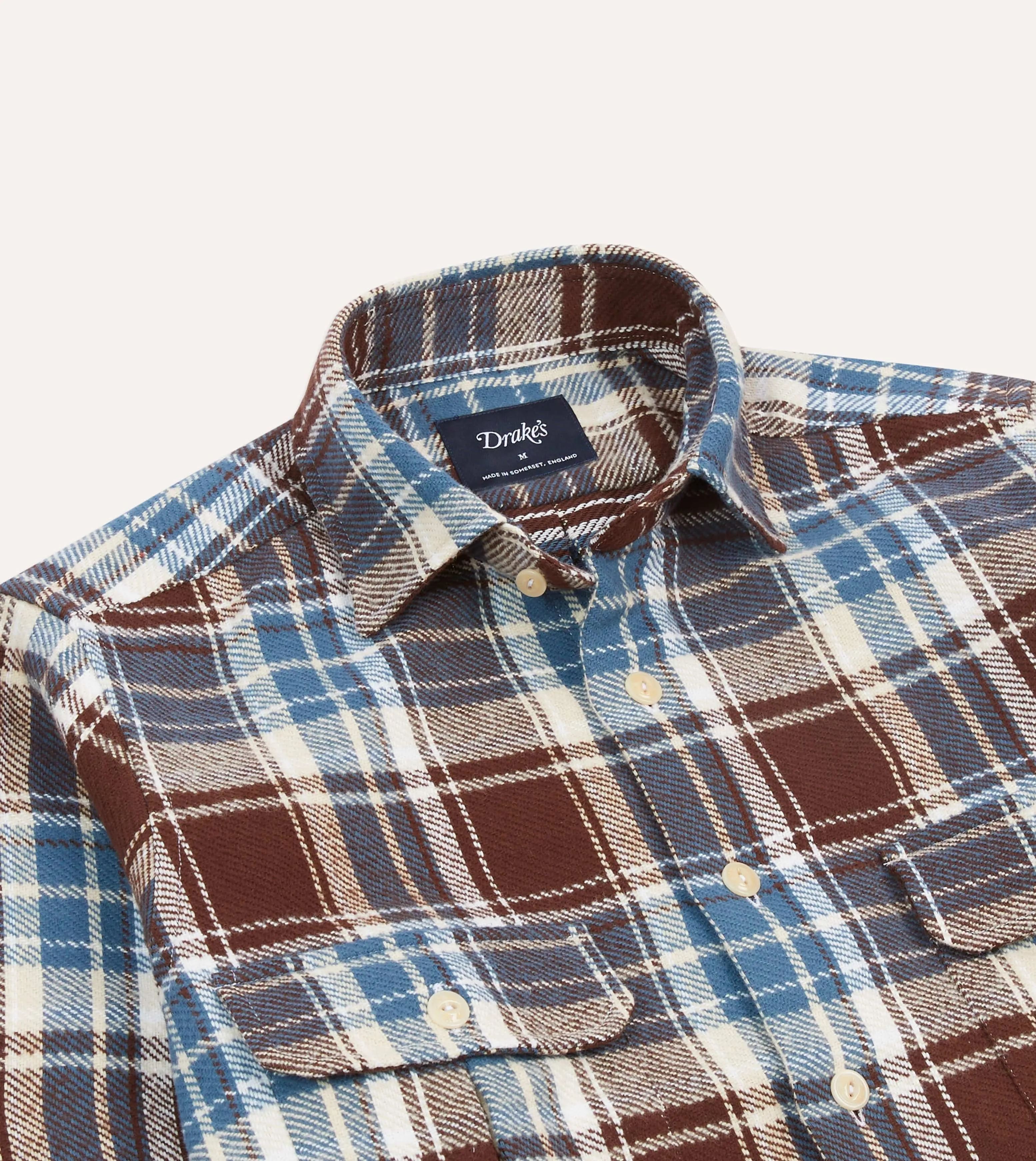 Plus Size Blue Check Heavy Cotton Two-Pocket Work Shirt