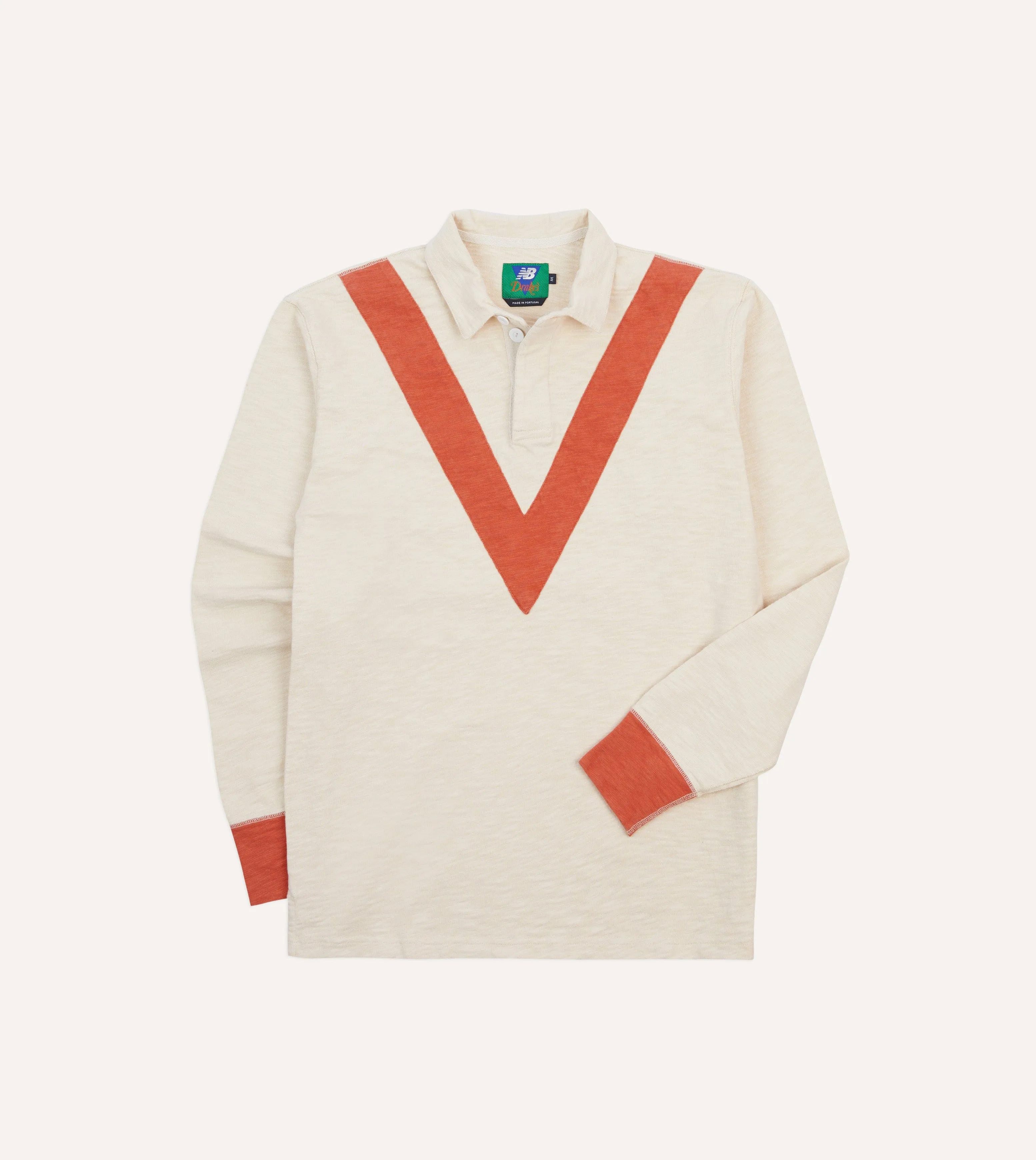 Drake??s and New Balance '82 Flam?? Rugby Shirt Minimalist Style Sustainable Manufacturing Process