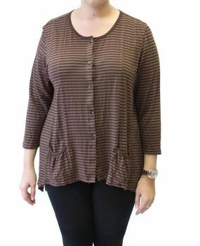 Unisex style Tonal Striped Pocket Cardigan In Cafe