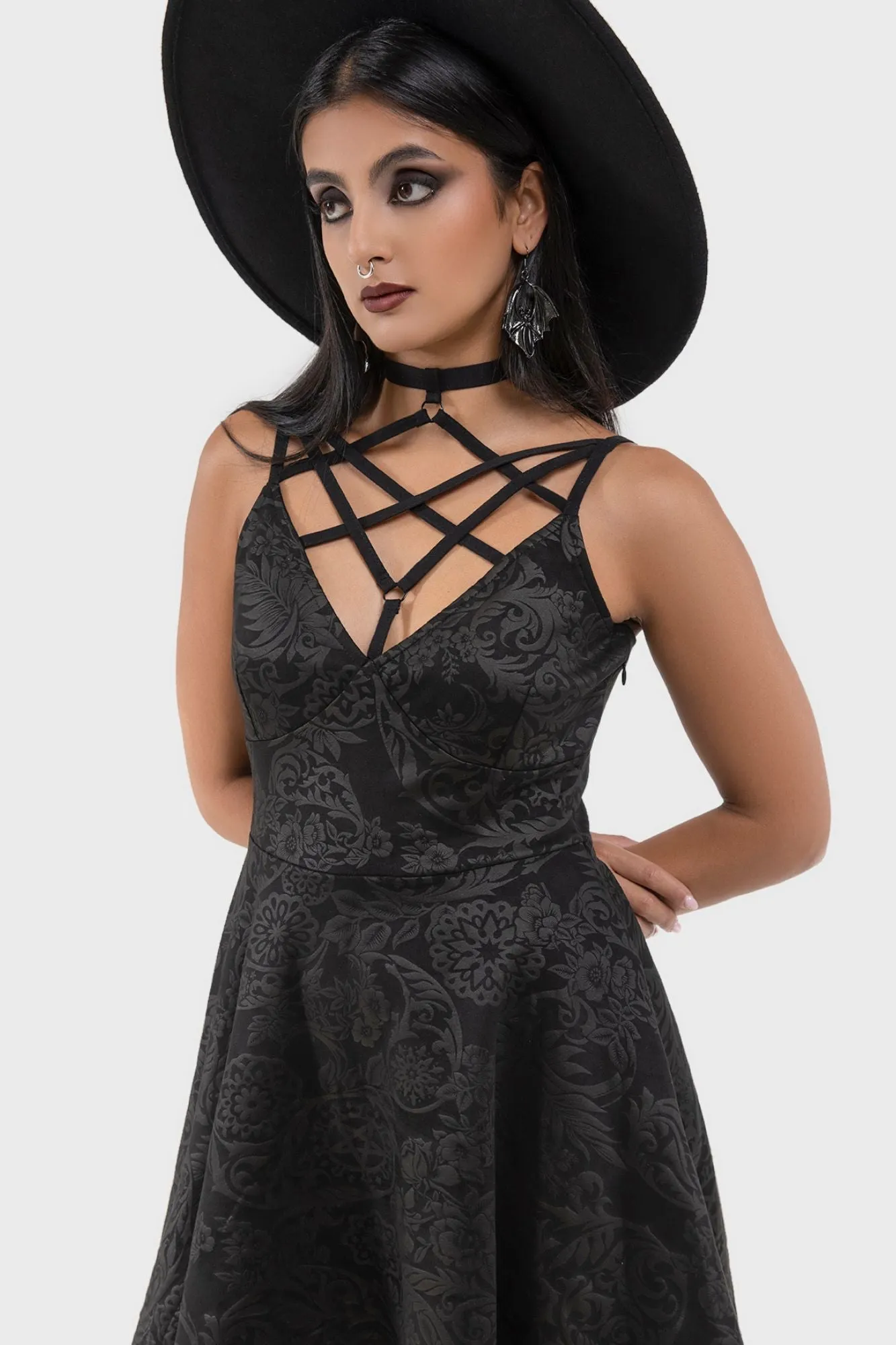Magica Skater Dress [BLACK LILY] Versatile occasion dress Layered-Sleeve