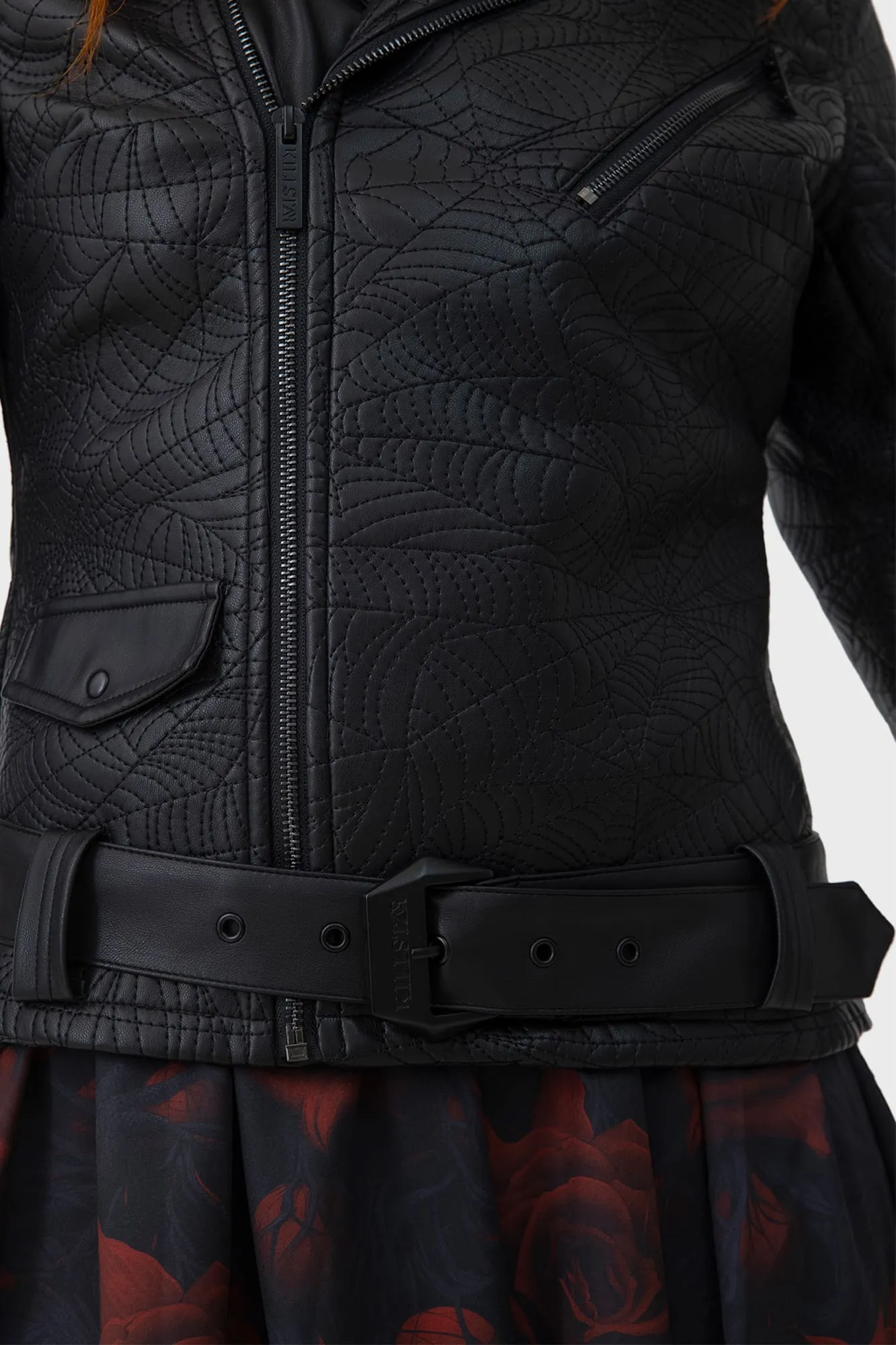 Spideration Biker Jacket Plaid Print Breathable Lining