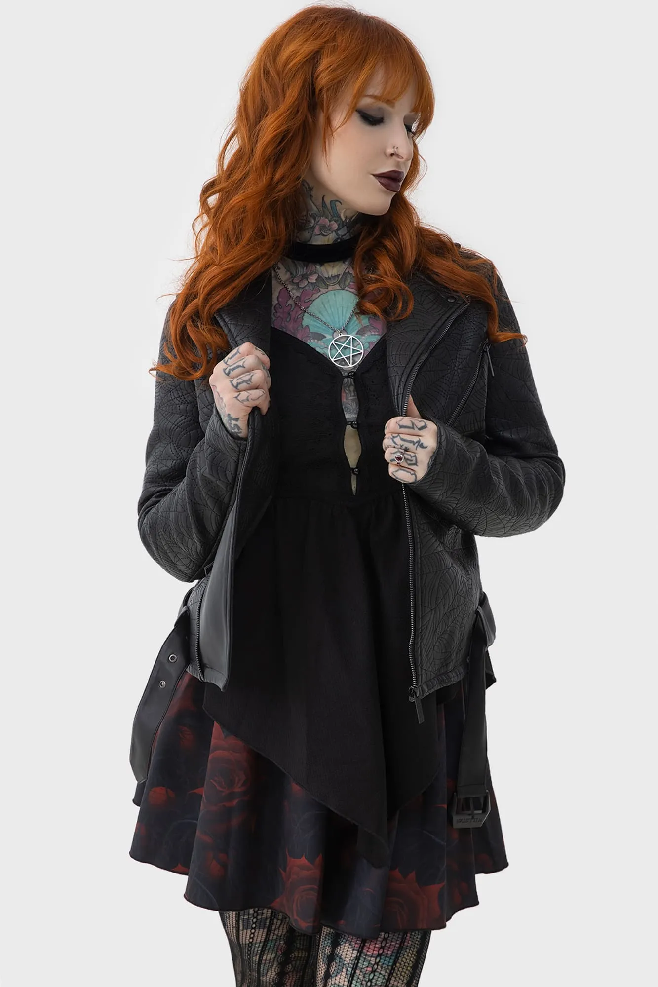 Spideration Biker Jacket Elegant Styling