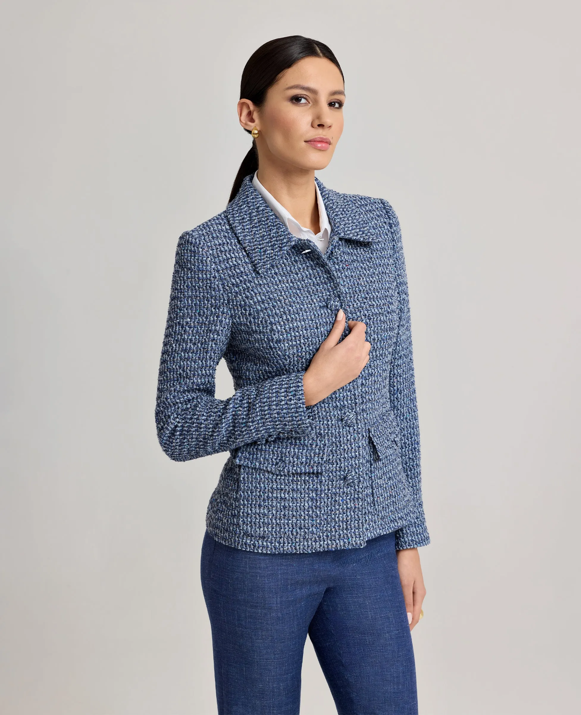 Collar Stabilization System Elinor Short Tweed Jacket