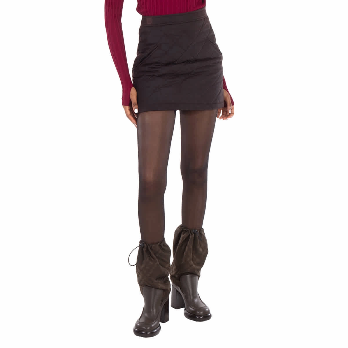 Eco Friendly Dye Burberry Casia High-Waist Quilted Skirt
