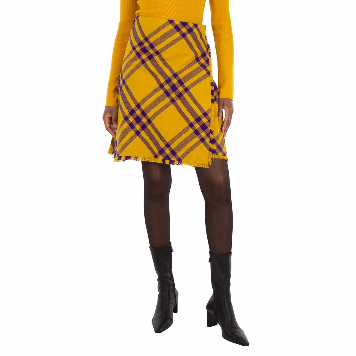 Burberry Check-Pattern Frayed Kilt All Occasion