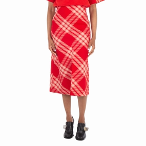 Burberry Check Wool Skirt Crossback Strap