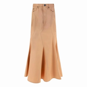 Soft Aesthetic Adjustable Waist Burberry Cotton Pleated Maxi Skirt