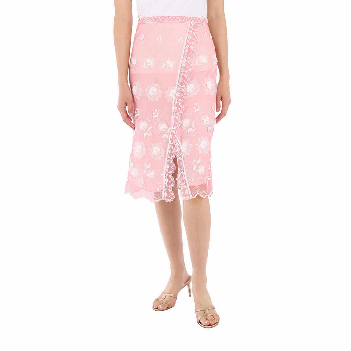 Contemporary Mood Matte Finish Burberry Floral-embroidered Tulle Skirt