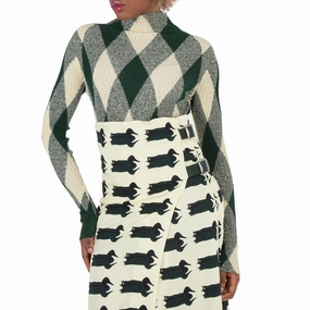 Chic and Warm Burberry High-Neck Argyle Knit Jumper, Size Small