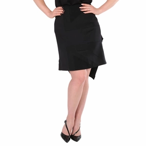 Burberry Ladies Black Intarsia Flag Satin Draped Skirt Urban Edge Senior Style