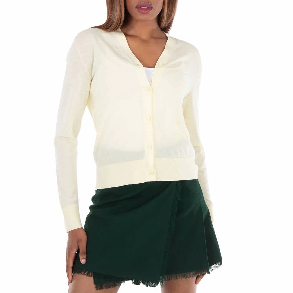 Bias Cut Hem Details Eco Friendly Material Burberry Long Sleeve Button-Up Cardigan