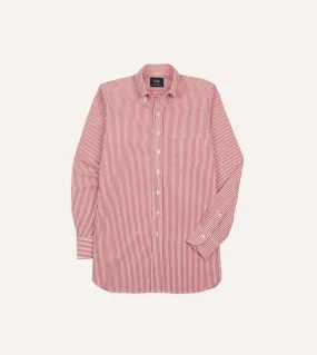 Youthful Vibe Eco Friendly Dye Red Narrow Stripe Cotton Poplin Button-Down Shirt