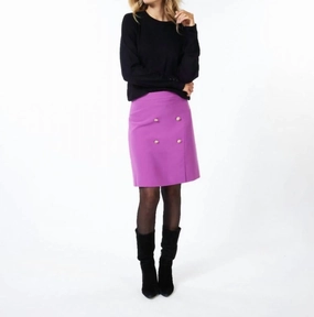 Button Detail Mini Skirt In Violet Outfit Lineup Lightweight Fabric