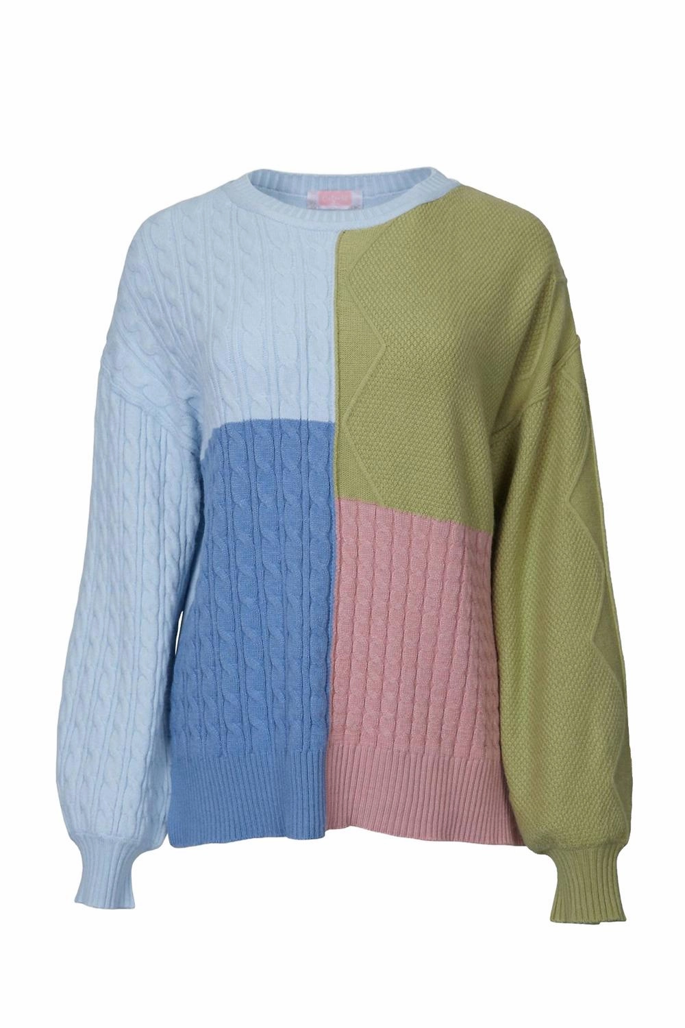 Warm design Cable-Knit Colorblock Sweater In Brown/cream