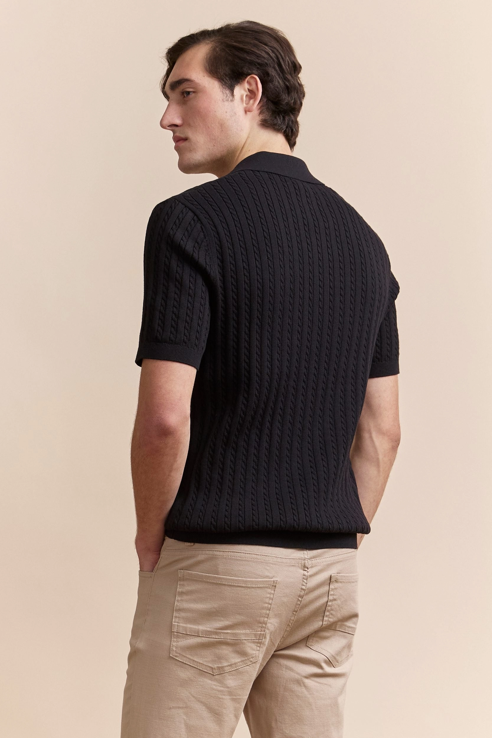 Breathable Underarm Vents Outdoor Adventure Cable knit polo