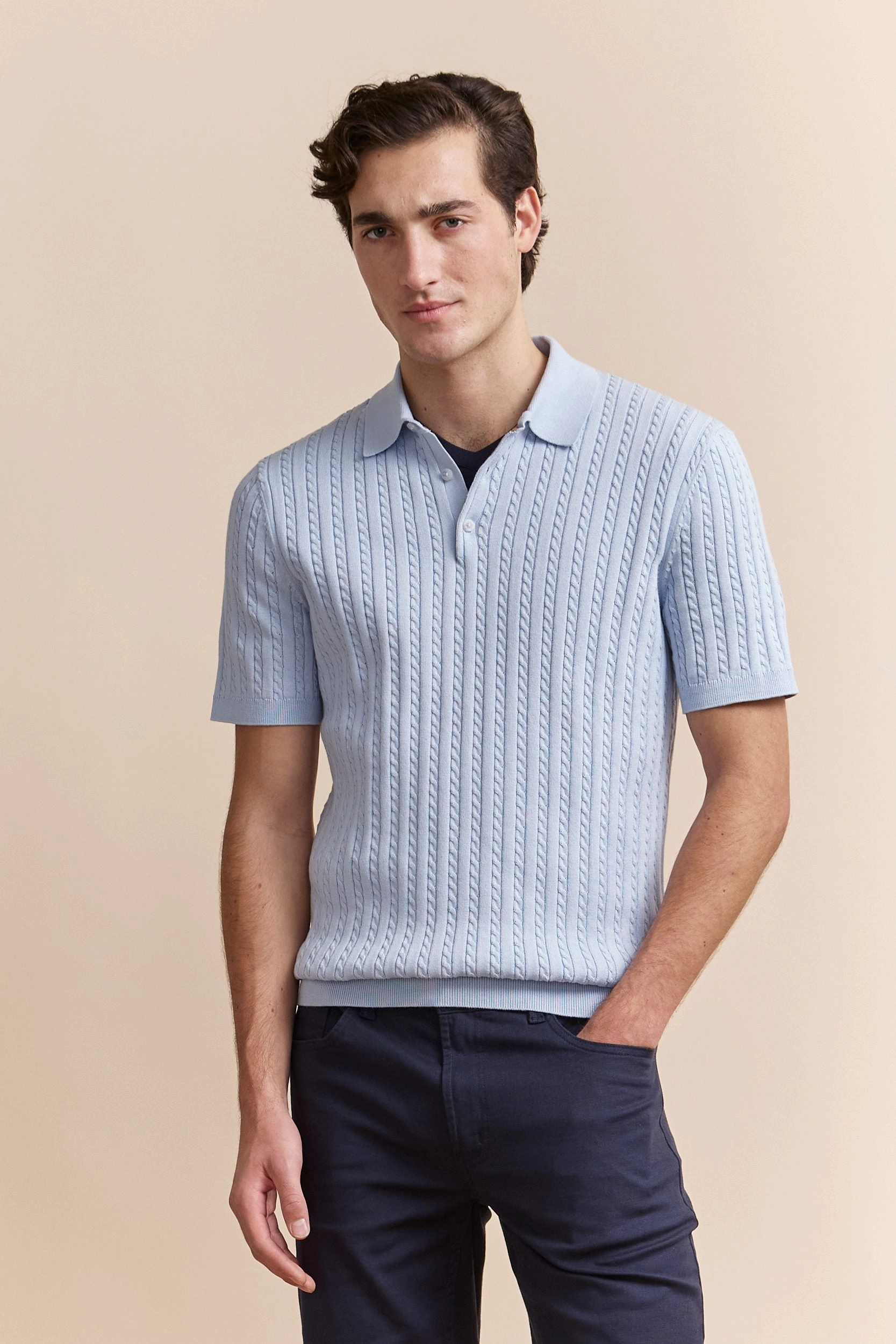 Cable knit polo Versatile Design Everyday Essential