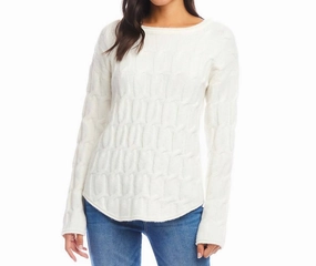 Cable Shirttail Sweater In Ivory Winter Perfection premium fabric