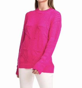 Cable Stars-Oversized Cable Sweater In Raspberry Soft Knit Piece Perfect Layering
