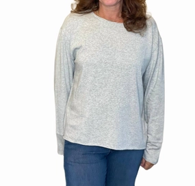 Seamless construction Chilly Season Cali Crewneck Pullover In Heather Grey