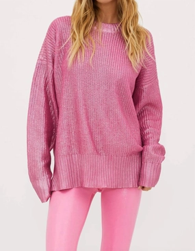 Callie Round Neck Sweater In Pink Perfect Knit elegant design