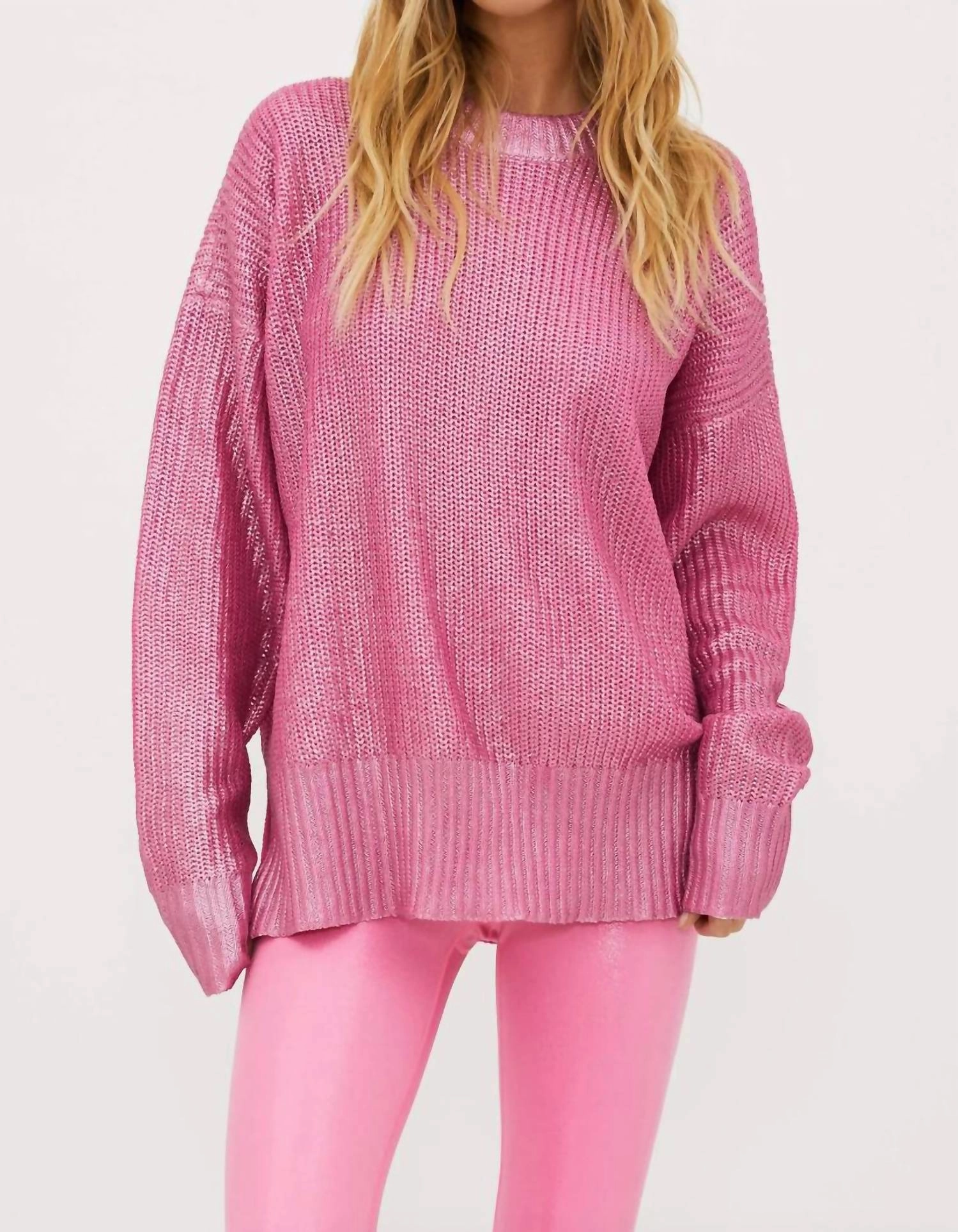 Callie Round Neck Sweater In Pink Perfect Knit elegant design