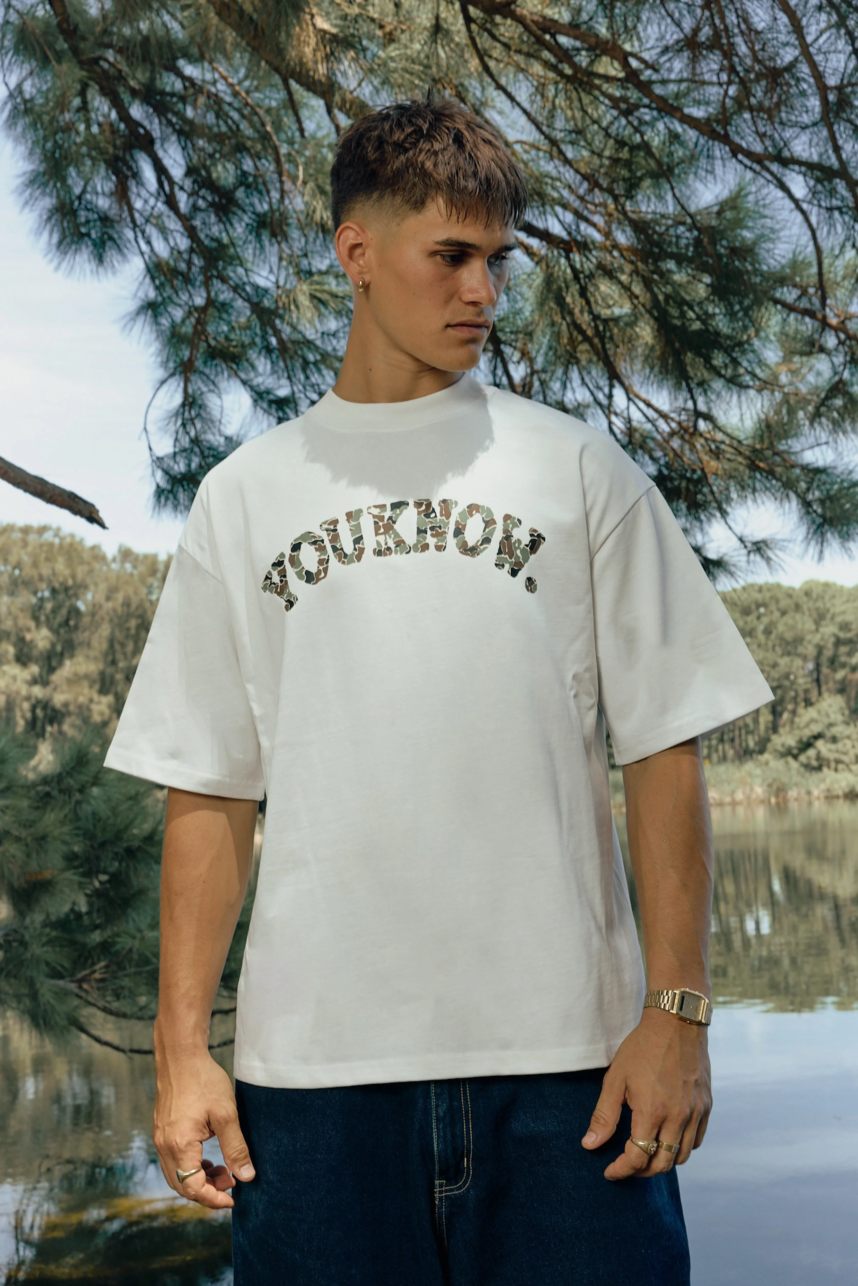 Summer cool CAMO TEE | White