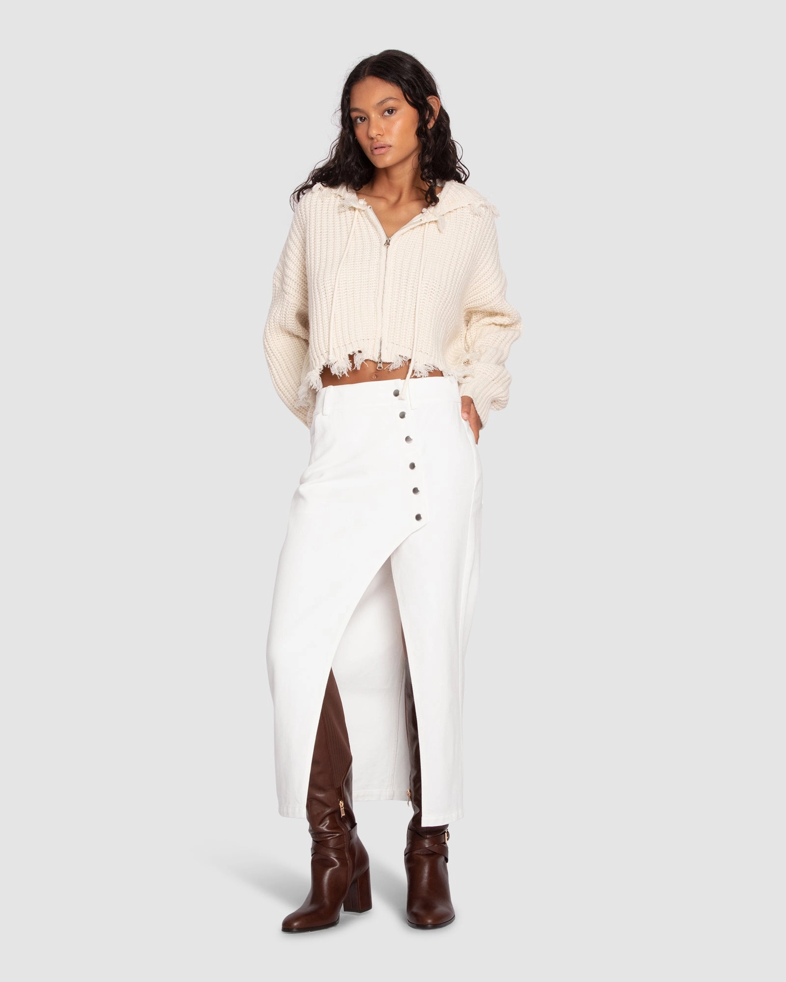 Lightweight Fabric Can't Forget You Denim Midi Skirt