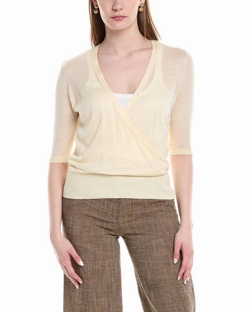 Lafayette 148 New York Wrap Silk Pullover Multipanel Construction Non Static Fiber Tech