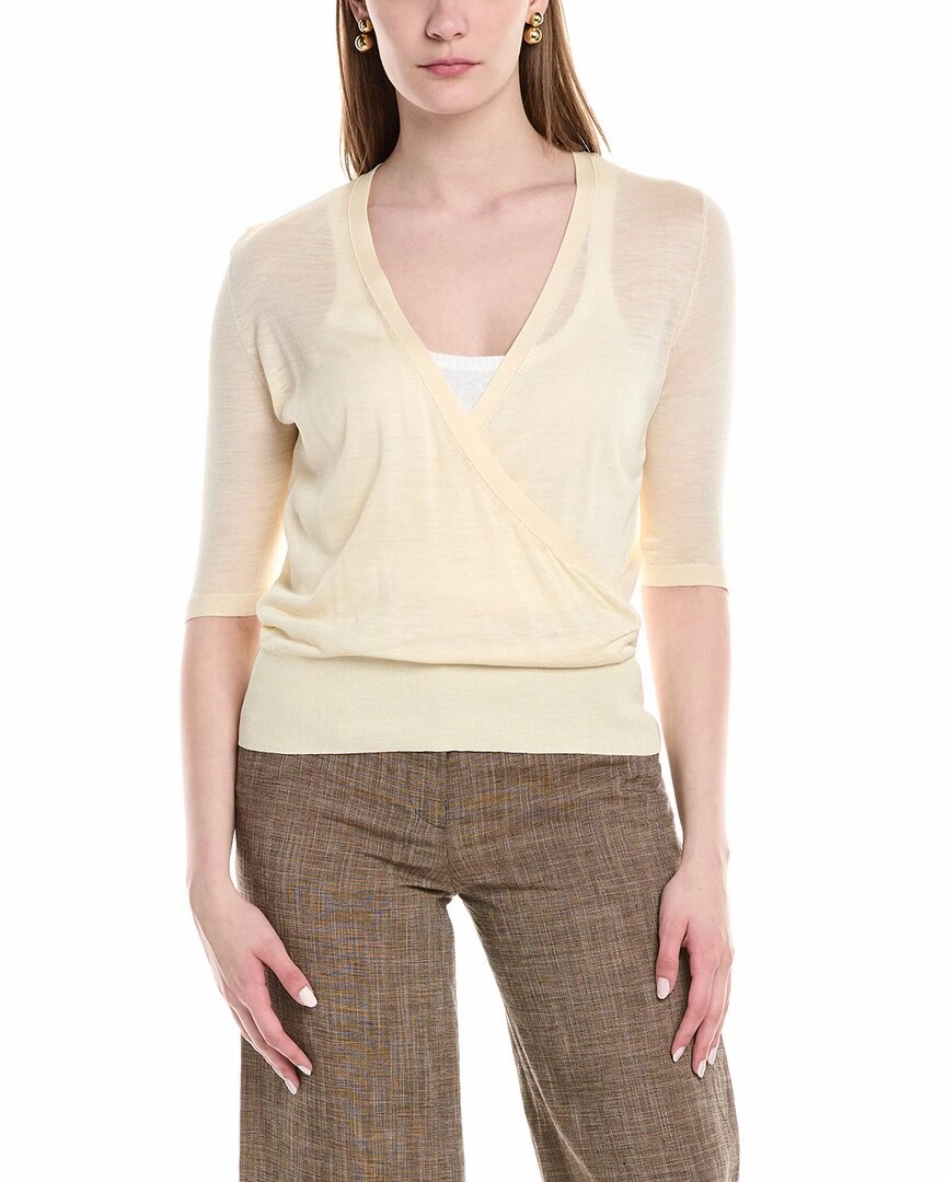 Chilly Wardrobe Luxury Fiber Blend Lafayette 148 New York Wrap Silk Pullover