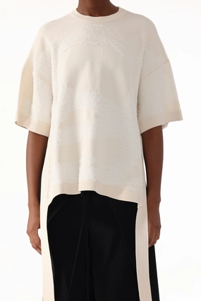Perfect Wear Ultimate Layering LOOPED FRINGE JACQUARD TSHIRT SWEATER WITH ARTWORK