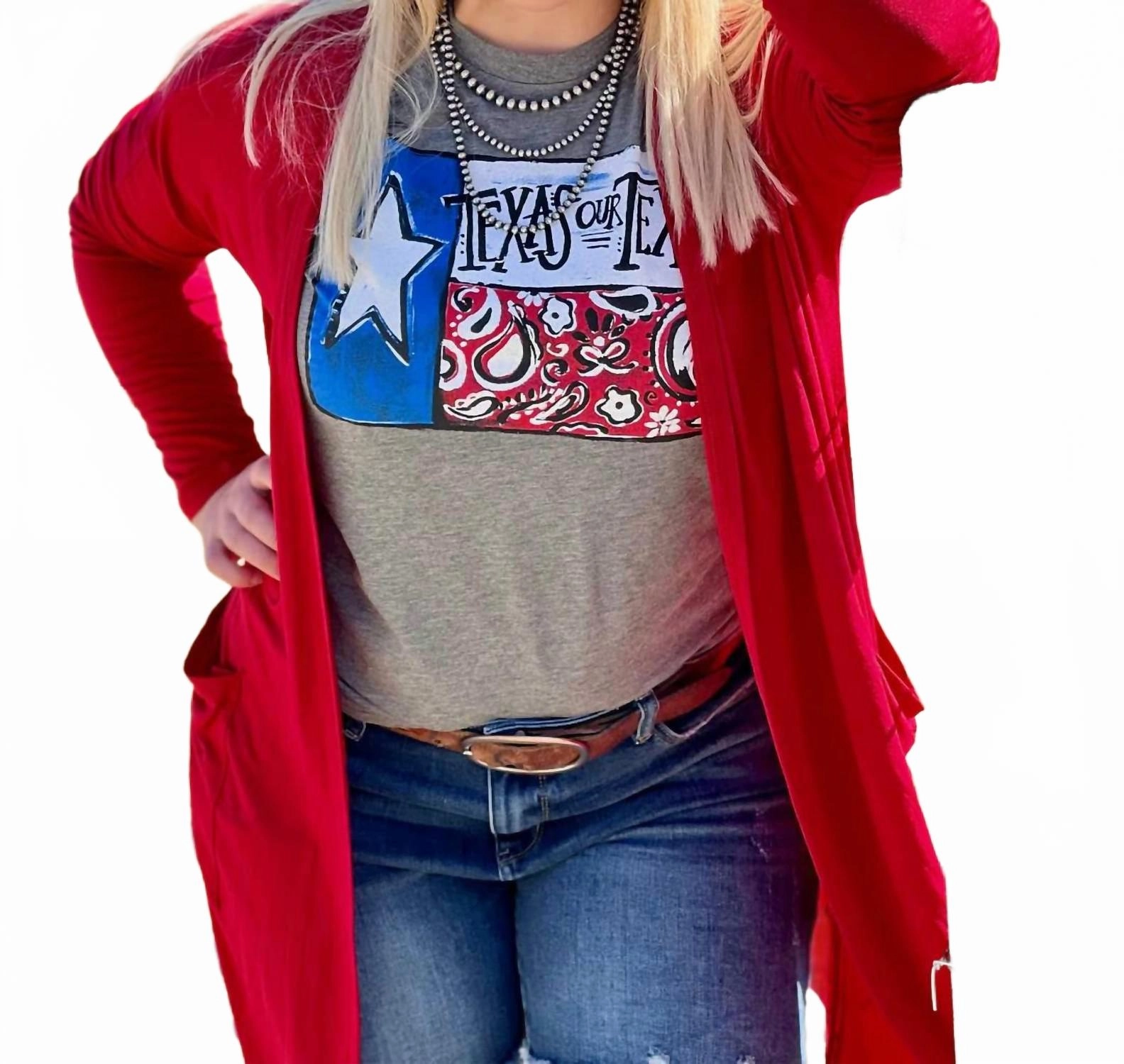 Cardigan In Ruby Red Yarn Dyed Fabric Perfect Layer