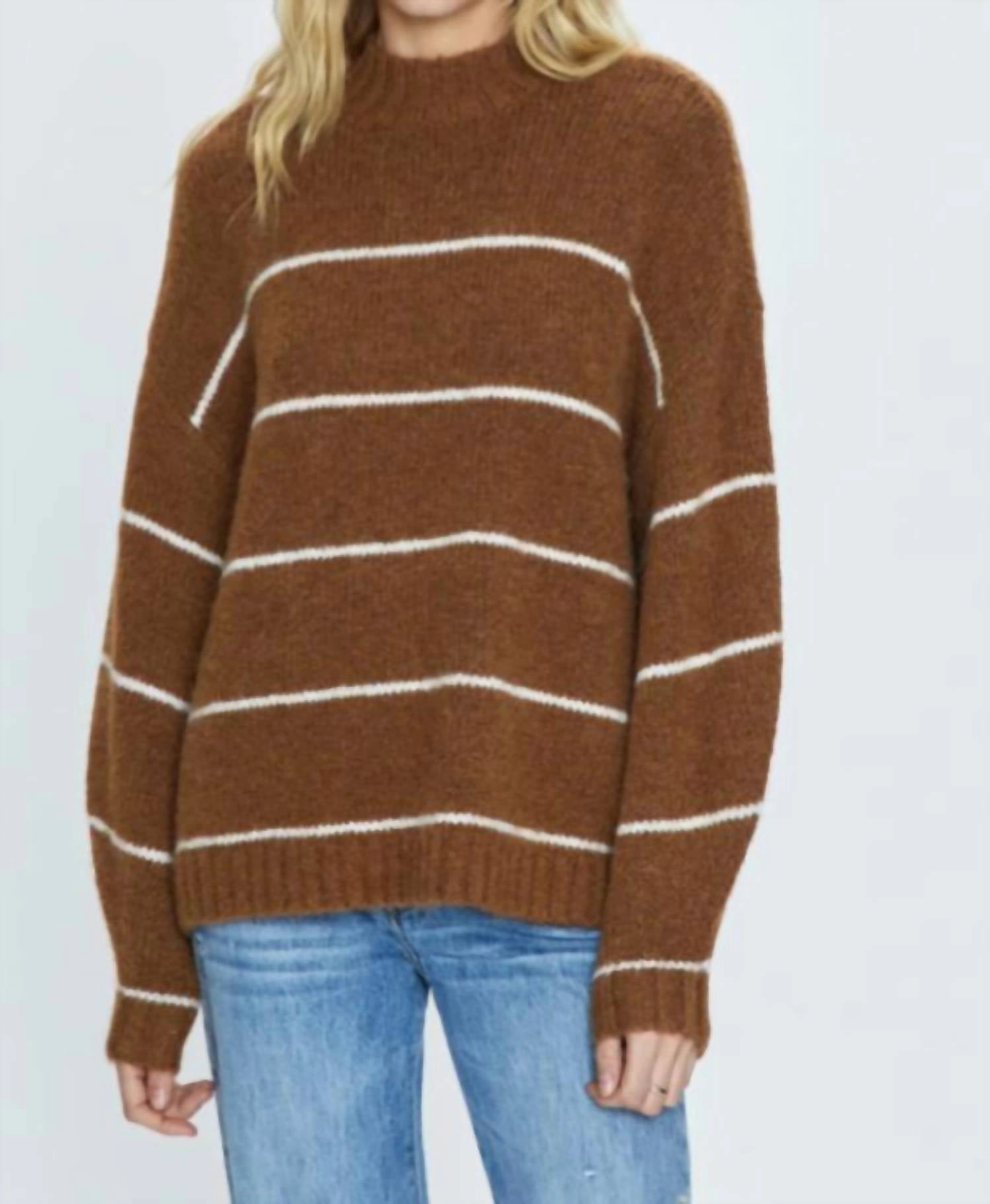 Carlen Mock Neck Sweater In Camel Relaxed Outfit Relaxed Wearable