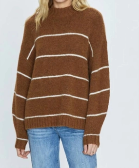 Cozy Piece Knit Layering Carlen Mock Neck Sweater In Camel