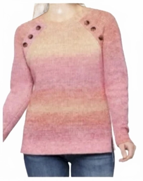 Caroline Chunky Knit Sweater In Multi Basic Must-Have