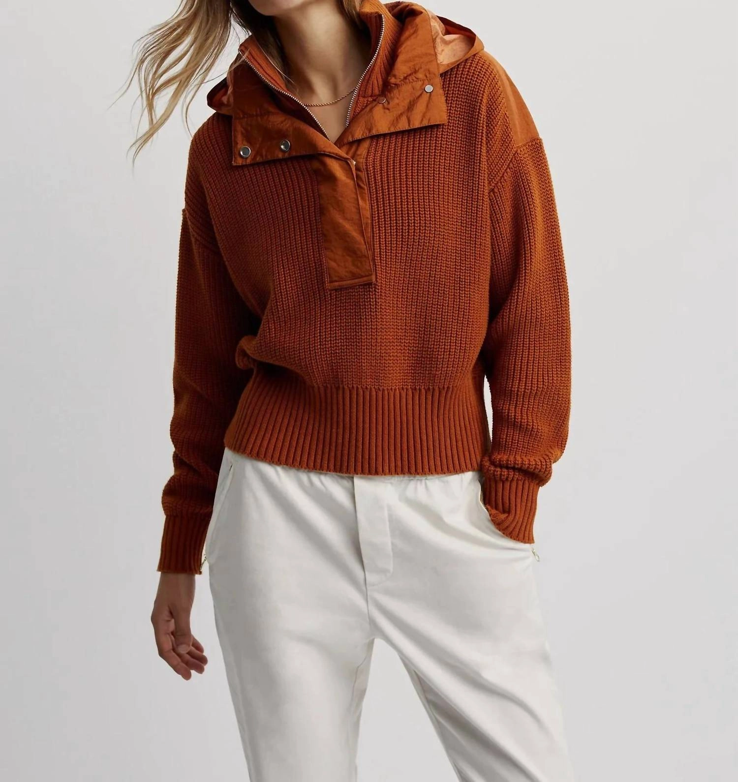 Simple Comfort Carter Half Zip Sweater In Caramel Cafe Mix