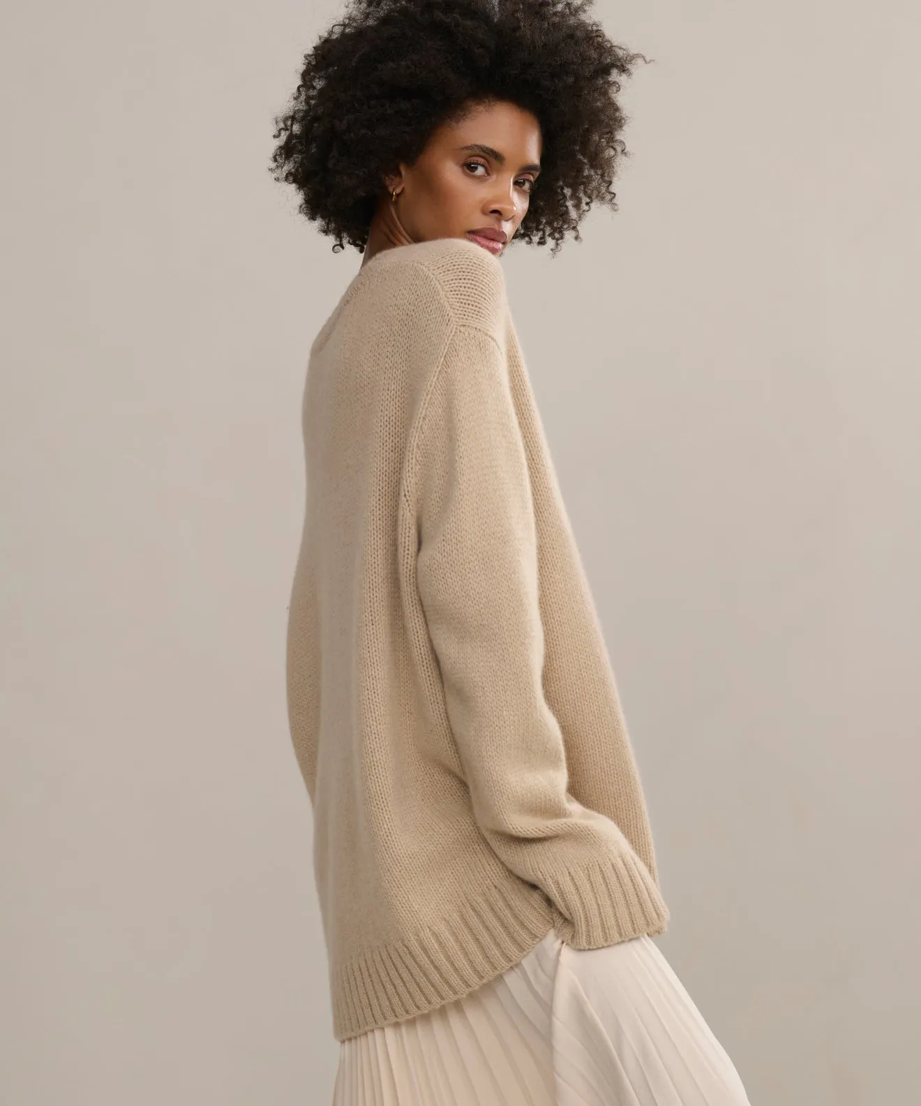 Cashmere Amelia Crewneck Reinforced Hem