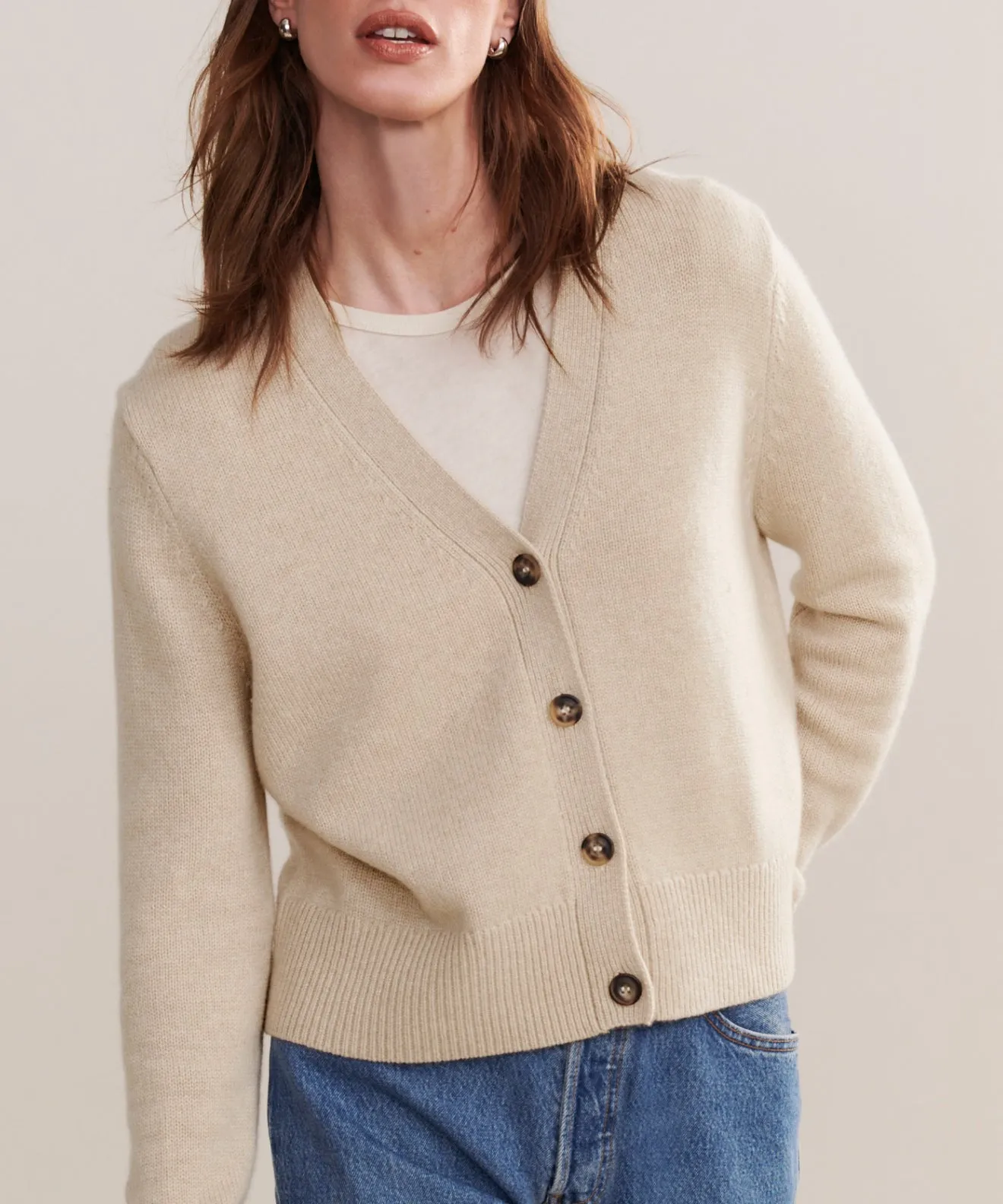 Cashmere Colette Cardigan Versatile Comforted Ribbed Hem Detail