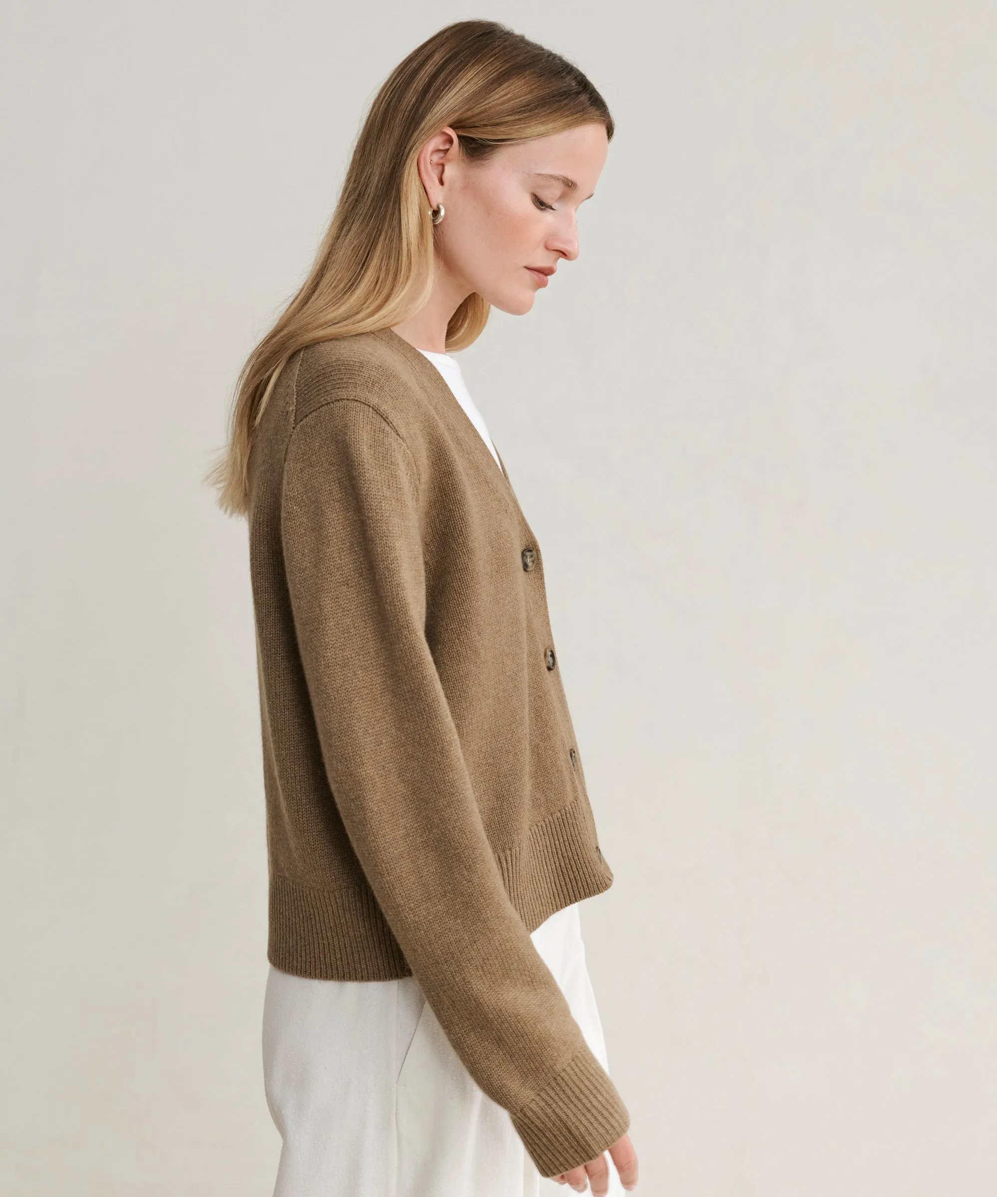 Cashmere Colette Cardigan Waffle Knit Texture Anti Pilling Finish